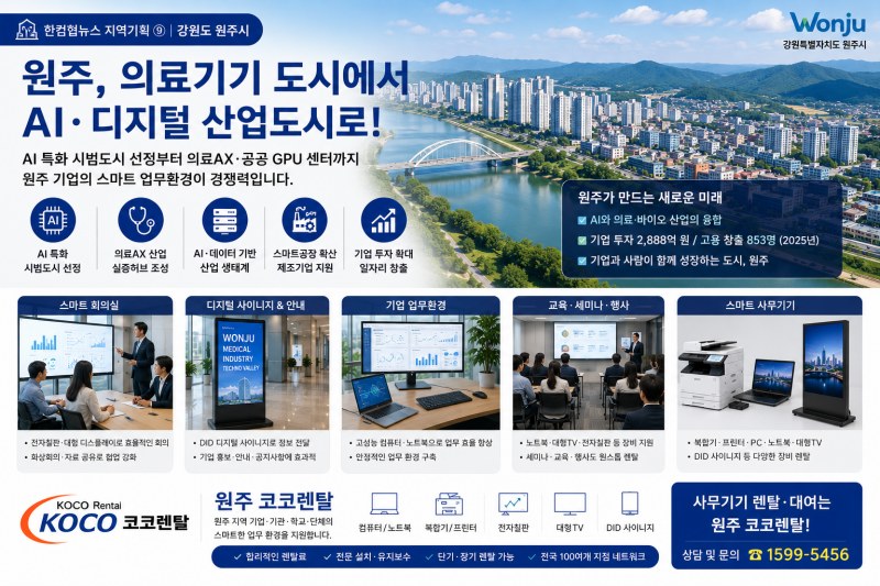 원주, 의료기기 도시에서 AI·디지털 산업도시로… 기업 업무환경도 달라진다.